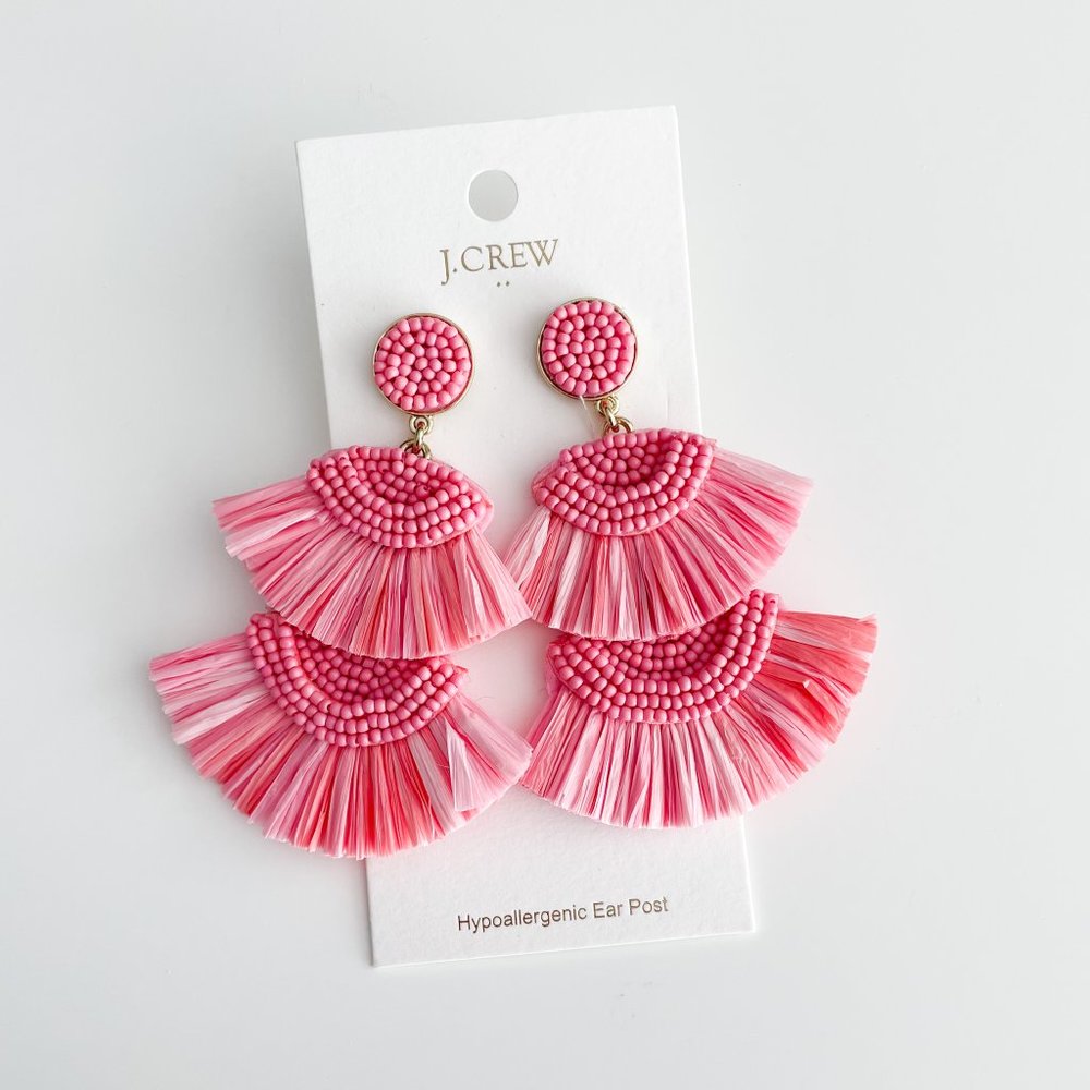 J. Crew Factory Beaded Fan Statement Earrings (Spring Blossom) - Picture 3 of 3